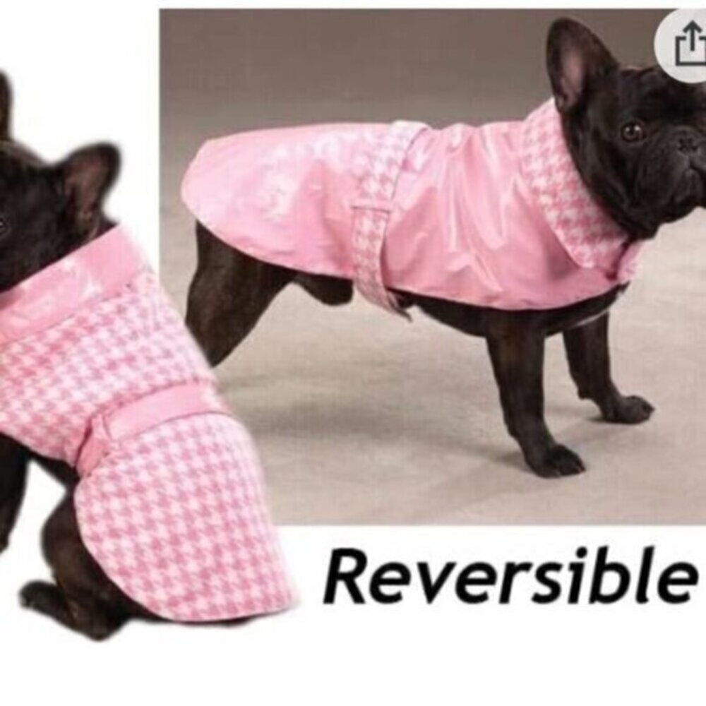 Zack & Zoey Houndstooth Rain & Shine Dog Coat Reversible Rain Jacket XL